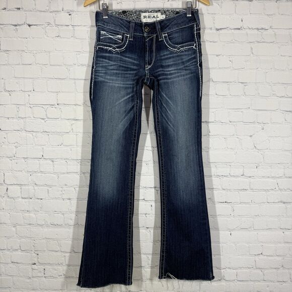Ariat Denim - Ariat Real Denim Jeans 26 R Blue Western Cowgirl Low Rise Straight Waistband